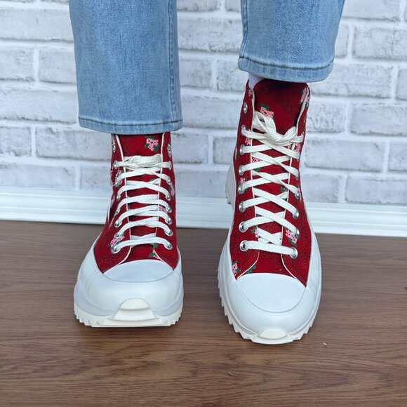 ❤️CONVERSE Run Star Hike Hi Platform Rose Cross Stitch 9 Womens Sneakers A14885C - Picture 5 of 14
